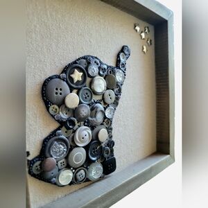 Handmade Button Art 'Elephant Watching Stars'